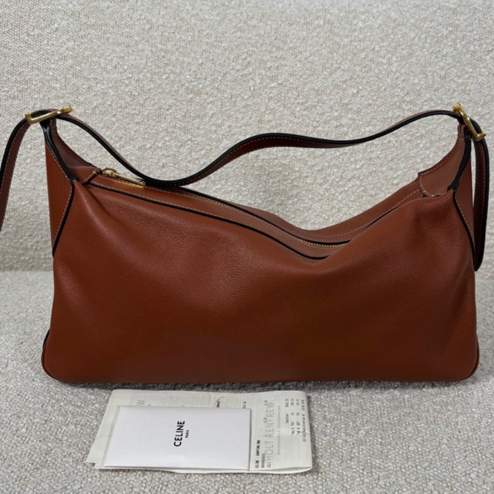Authentic Celine Medium Romy Tan Supple Calfskin Gold Hardware